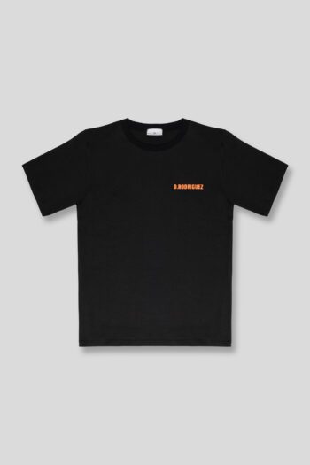 T-Shirt Nera con Stampa Arancione